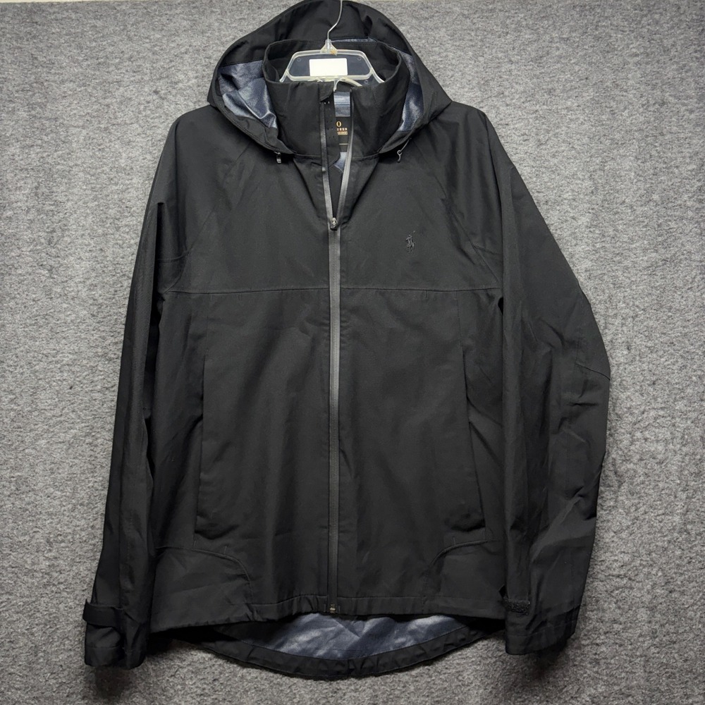 Polo Ralph Lauren Performance Mens Black Hooded Windbreaker Jacket Size Medium